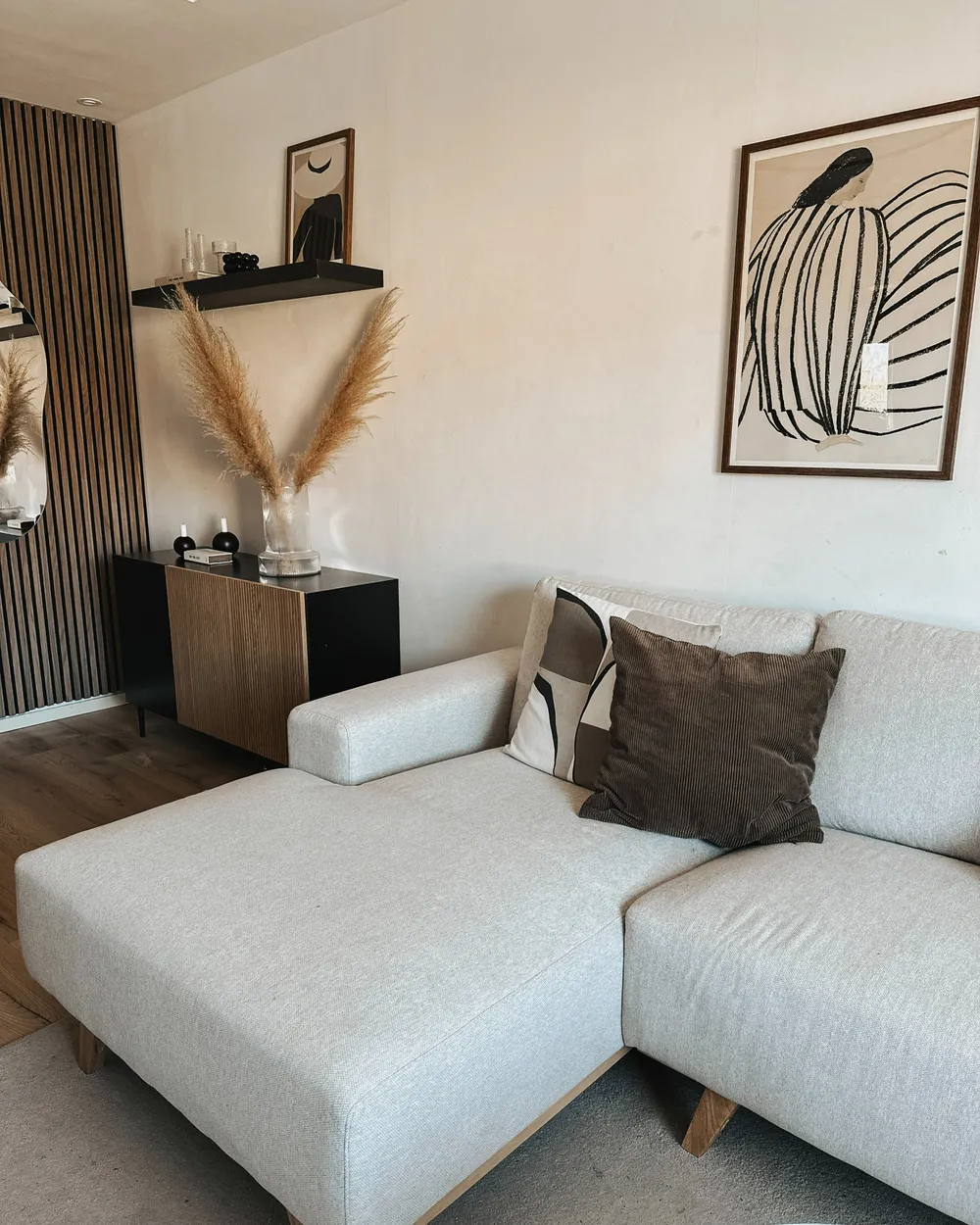 Corner Sofa Seater NORA Fabric Beige Right Hand