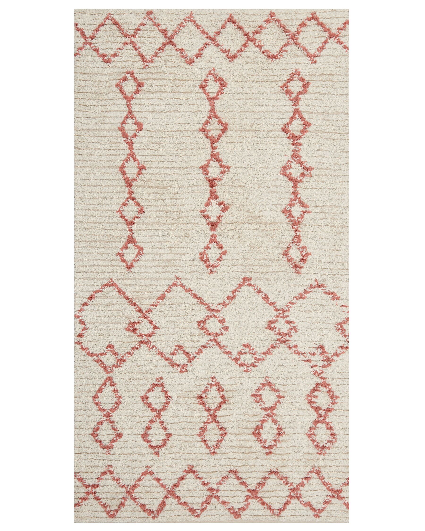 Tapete de algodão creme e rosa 80 x 150 cm BUXAR_839304