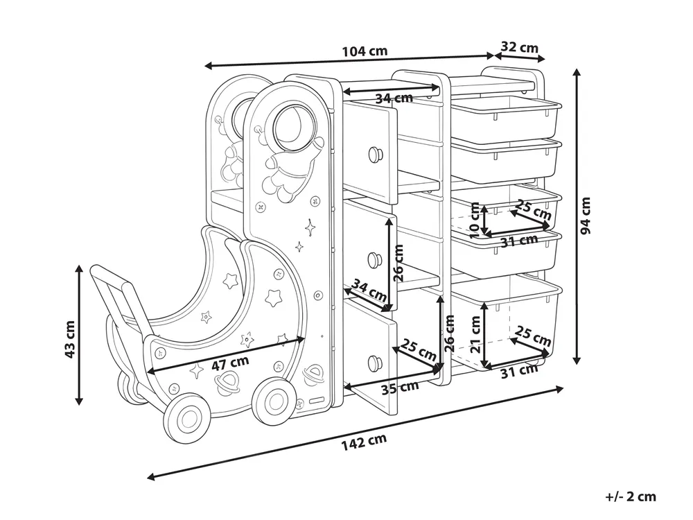 Toy Storage Organiser MOONBI 94 cm Off-White_1123666