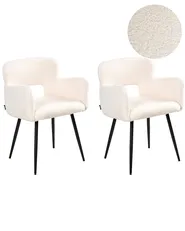 Set of 2 Dining Chairs SANILAC Boucle White_877433