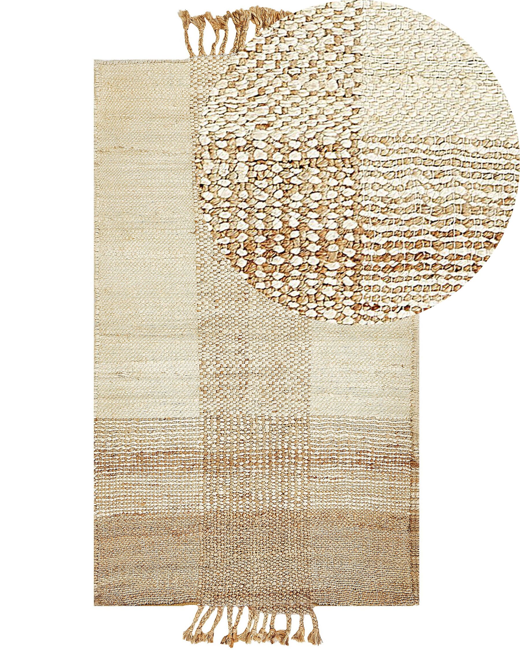 Teppich Jute sandbeige 80 x 150 cm geometrisches Muster Kurzflor HAMZALAR_847668