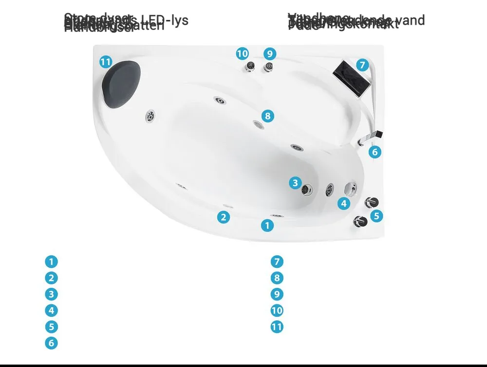 Hjørne-boblebad med LED NEIVA 150 x 100 cm Hvid Venstrevendt_796692