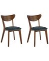 Sada 2 dřevěných jídelních židlí tmavé dřevo/šedá ERIE_831982