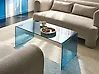 Coffee Table KENDALL Tempered Glass Blue