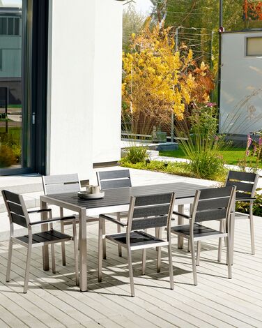 Set of 6 Garden Dining Chairs Black with Silver VERNIO