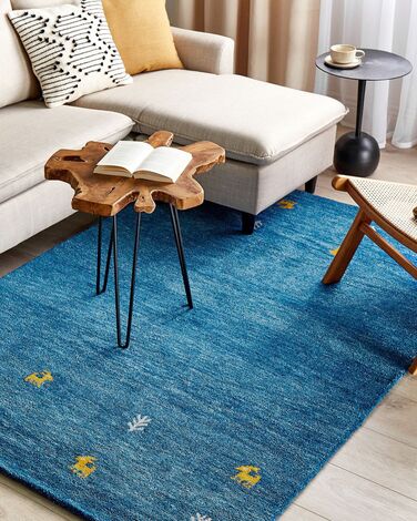 Wool Gabbeh Area Rug 140 x 200 cm  Blue CALTI 