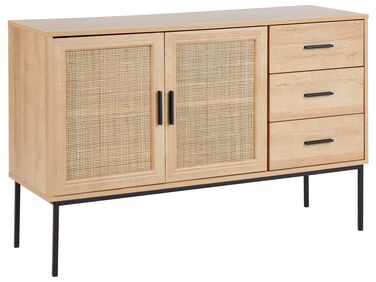 Rattan 3 Drawer Sideboard Light Wood PASCO