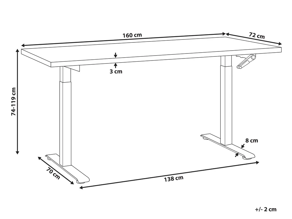 Standing Desk Height Chart Cm Manual Adjustable Standing Desk