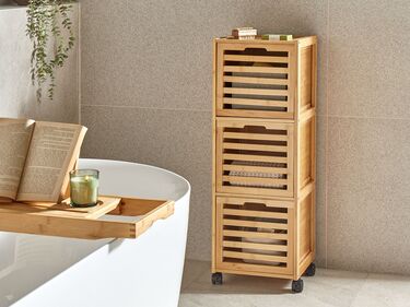 Bamboo 3-Drawer Bathroom Cabinet Light Wood SHAWNEE