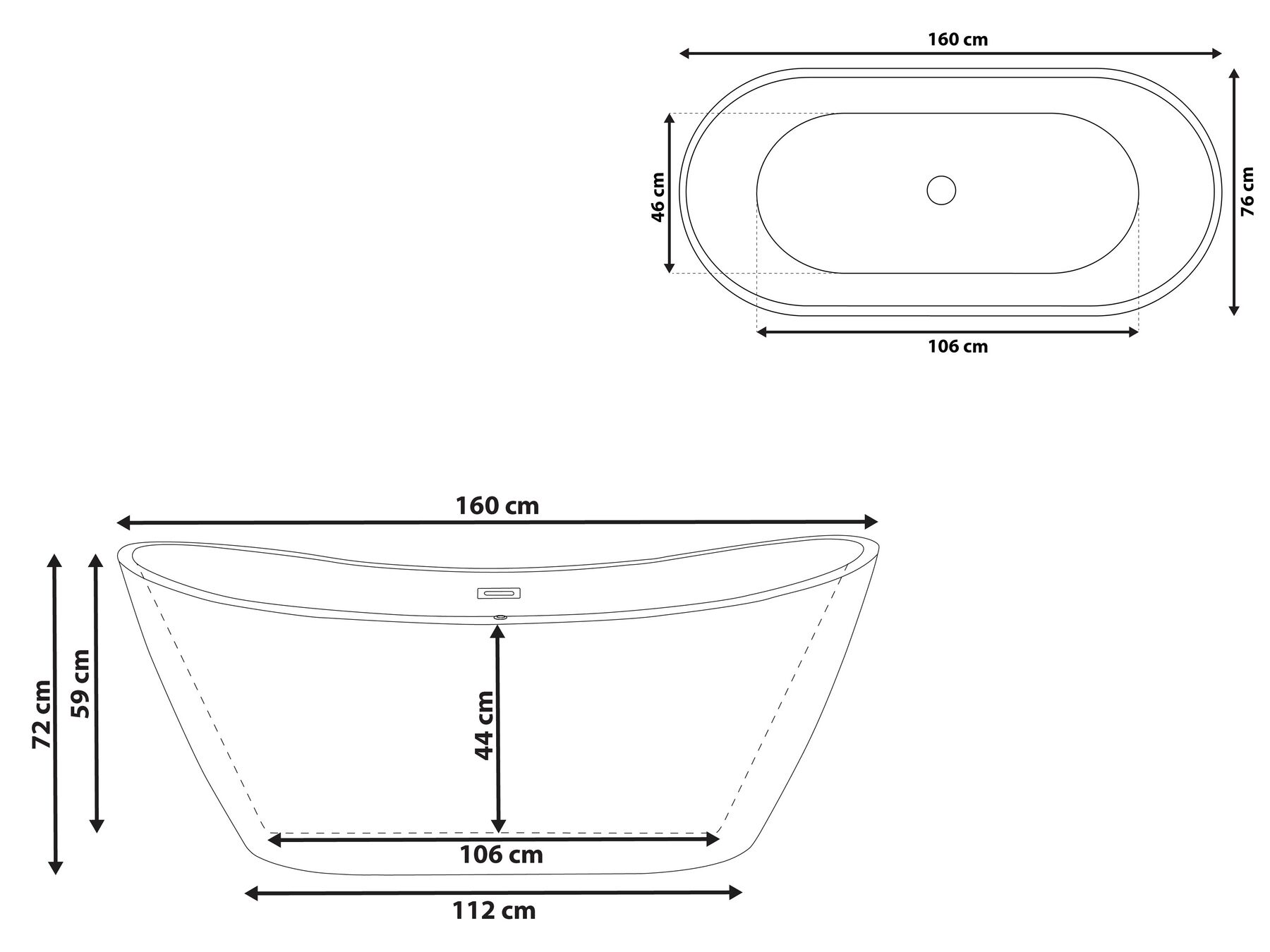 Freestanding Bath 1600 x 760 mm Red ANTIGUA_828426