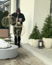 Decorazione per esterni LED GAROUR 65/50/40 cm Palla di Natale Oro_1047224