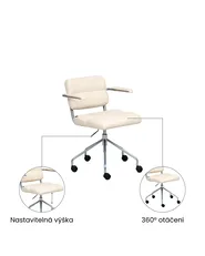 Židle k psacímu stolu CANDOR Umělá kůže Krémově bílá_1071316