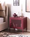 Bedside Table OSSETT Metal Dark Red