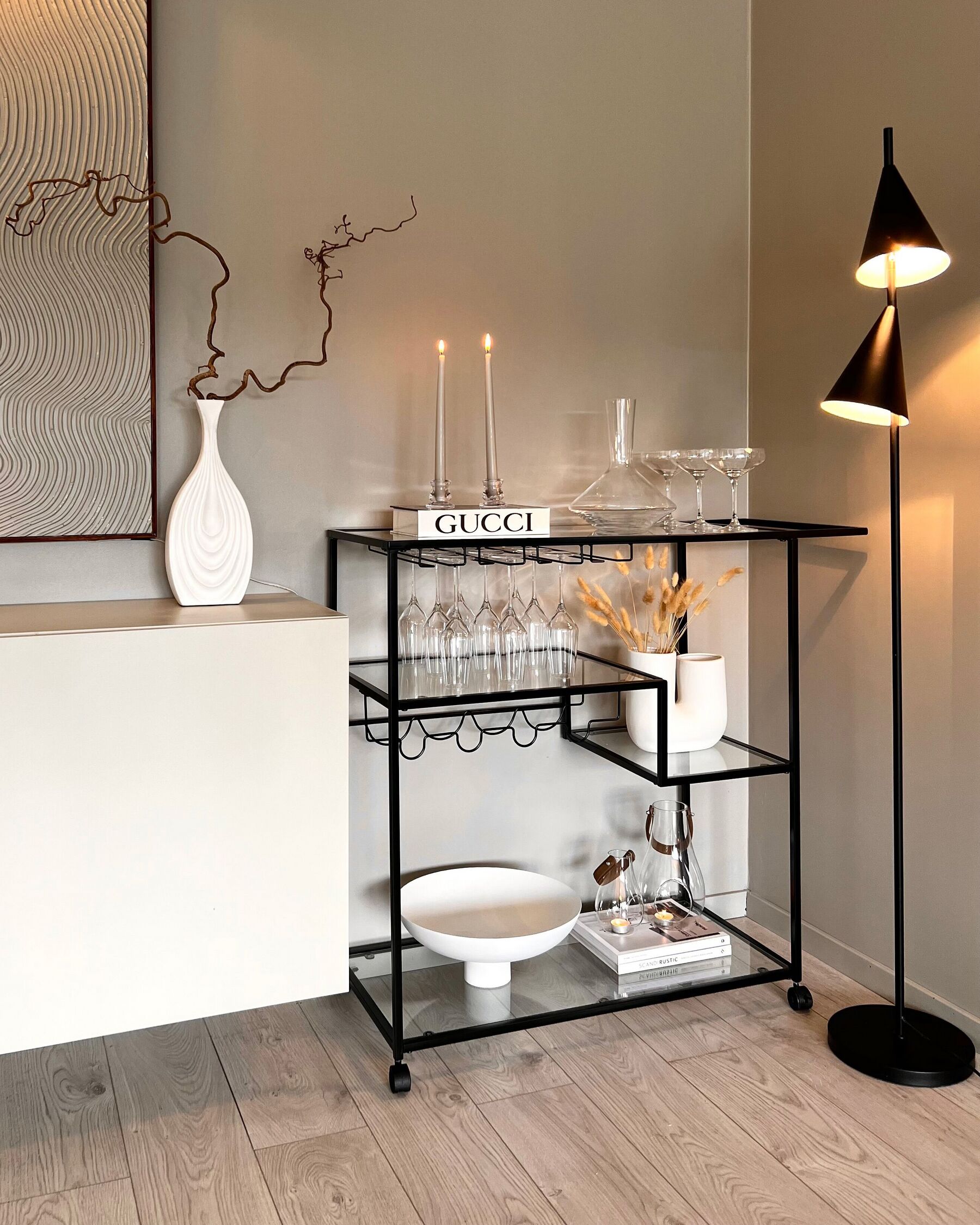 Metalowy wózek kuchenny 3-poziomowy czarny MARCOLA_921500