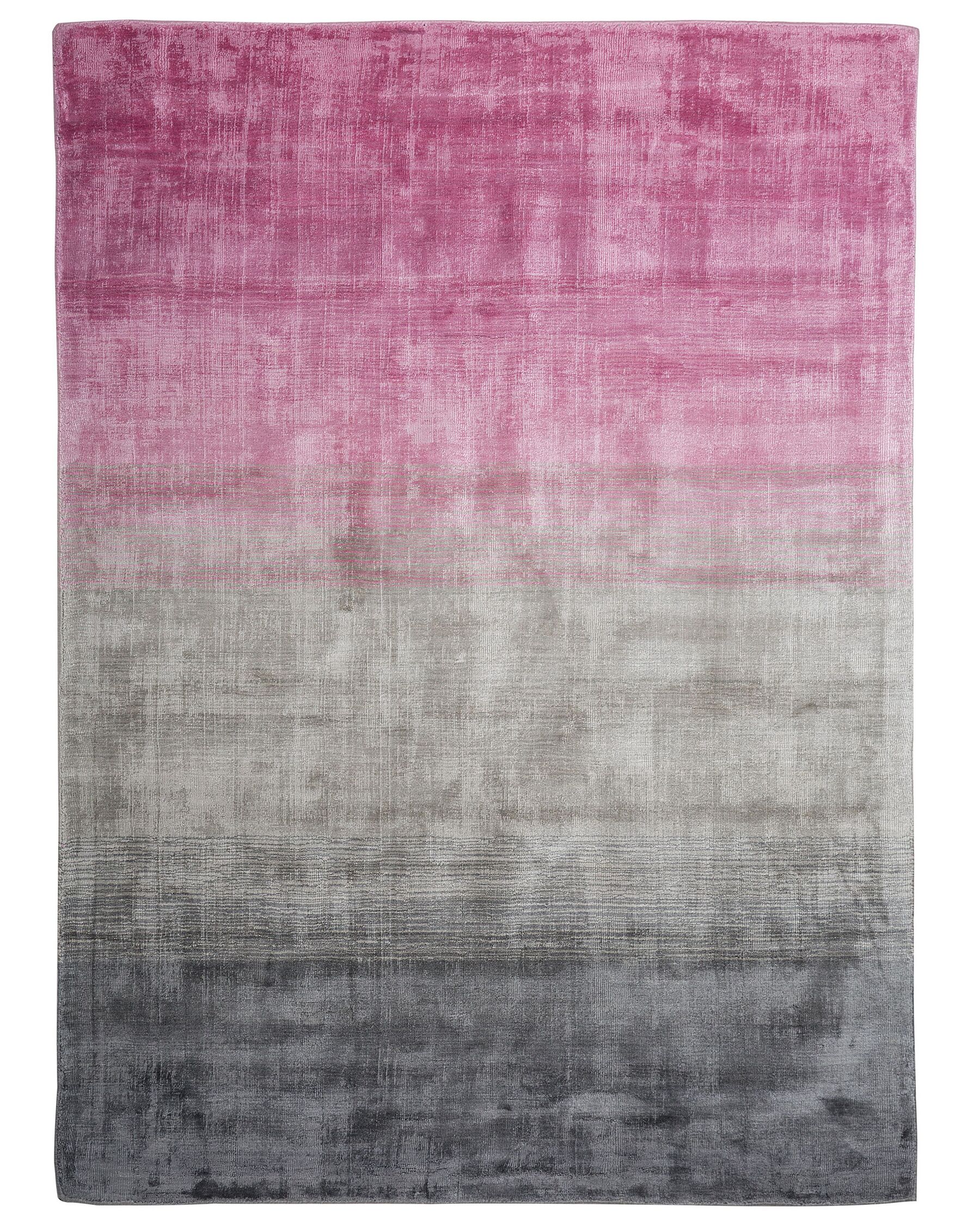 Viscose Rug 160 x 230 cm Grey and Pink ERCIS_710151