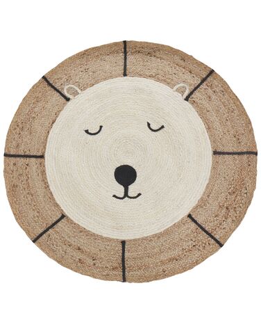 Dětský jutový koberec medvěd ⌀ 120 cm béžový KOVU