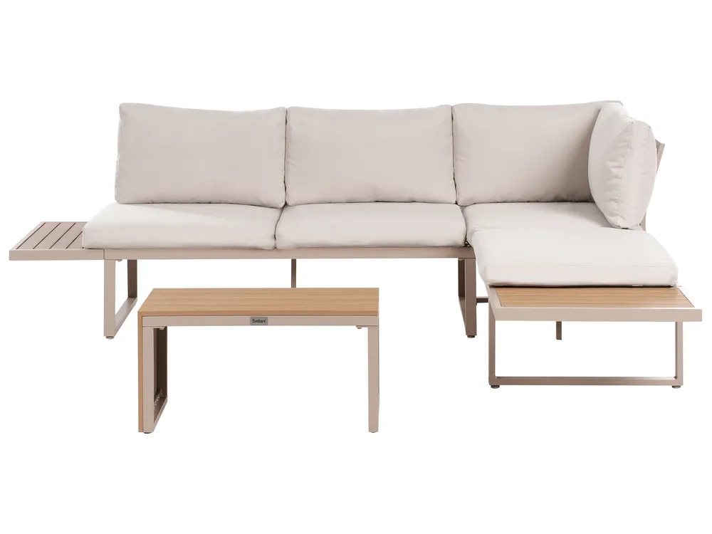 Kerti sarok ülőgarnitúra 4 személyes PIENZA Bal oldali Világosbarna/bézs