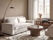 Sofa Bed 2 Seater UTTELA Fabric Off-White_1079431