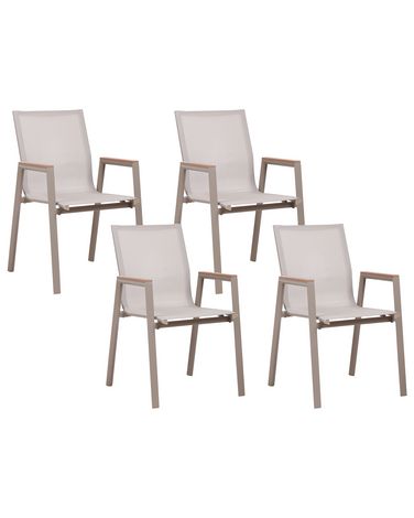 Lot de 4 chaises de jardin en aluminium taupe TIANO