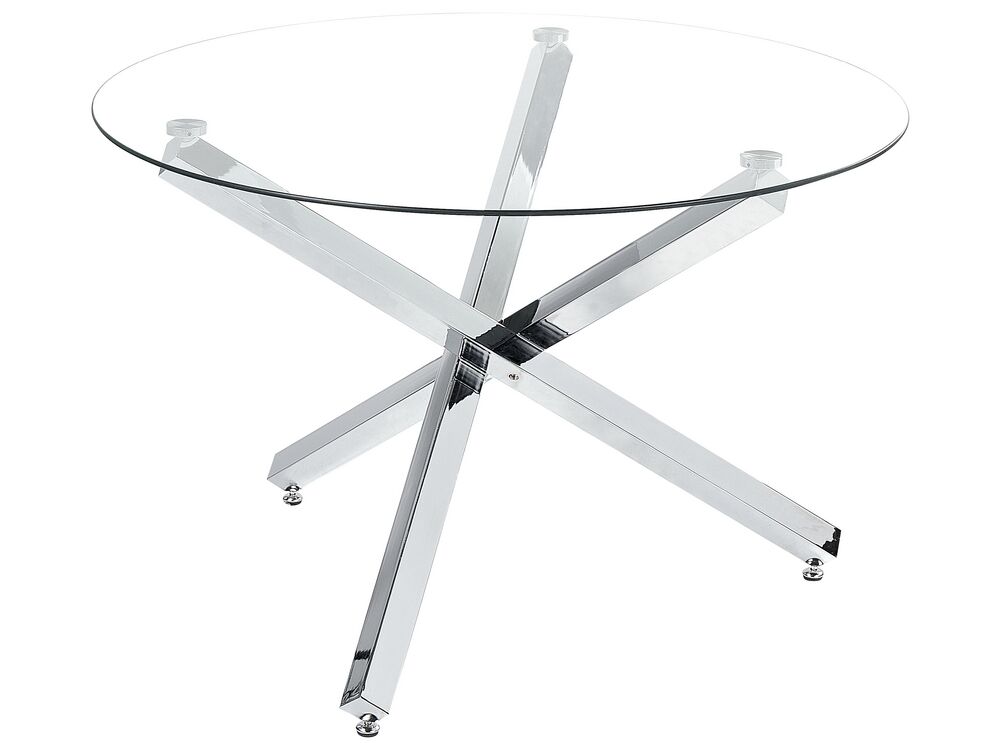 Dining Table BUTLER Silver 110 cm 110 cm Tempered Glass