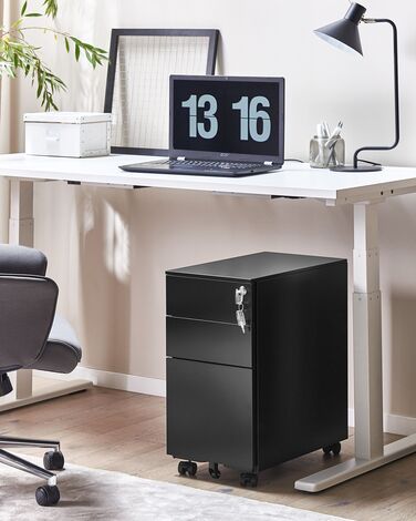 3 Drawer Metal Filing Cabinet Black BOLSENA