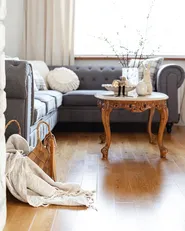 Corner Sofa 6 Seater CHESTERFIELD Fabric Grey Left Hand_917019