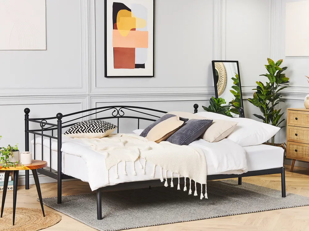 Trundle Bed Metal TULLE 90 x 200 cm (EU Single) Black_740731