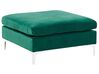 Canapé angle modulable côté droit en velours vert 5 places avec pouf EVJA_789784