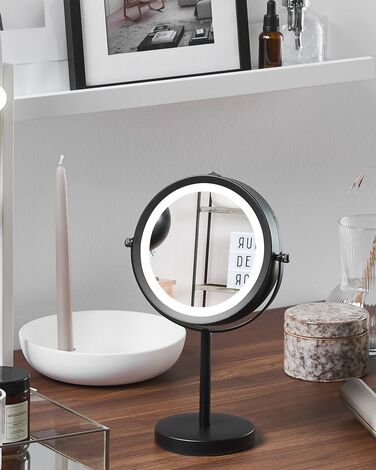 Lighted Makeup Mirror ø 17 cm Black TUCHAN