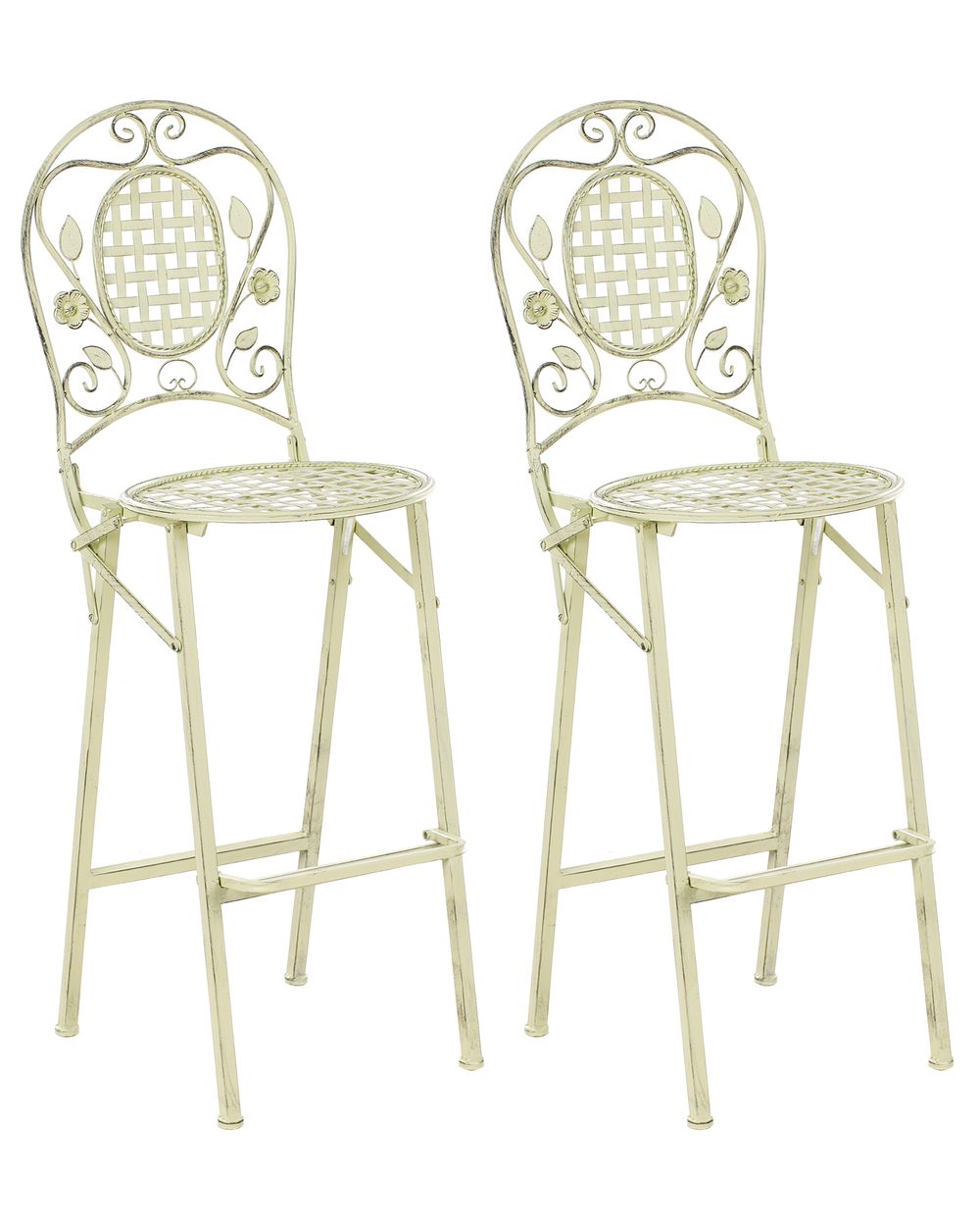 Set of 2 Garden Bar Chairs BIVIO Folding Metal Light Green