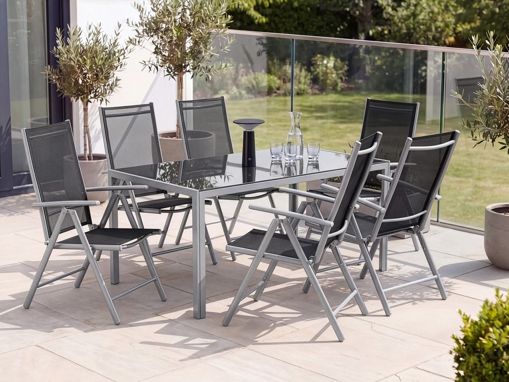 Garden Dining Table CATANIA 160 cm 91 cm Glass Black