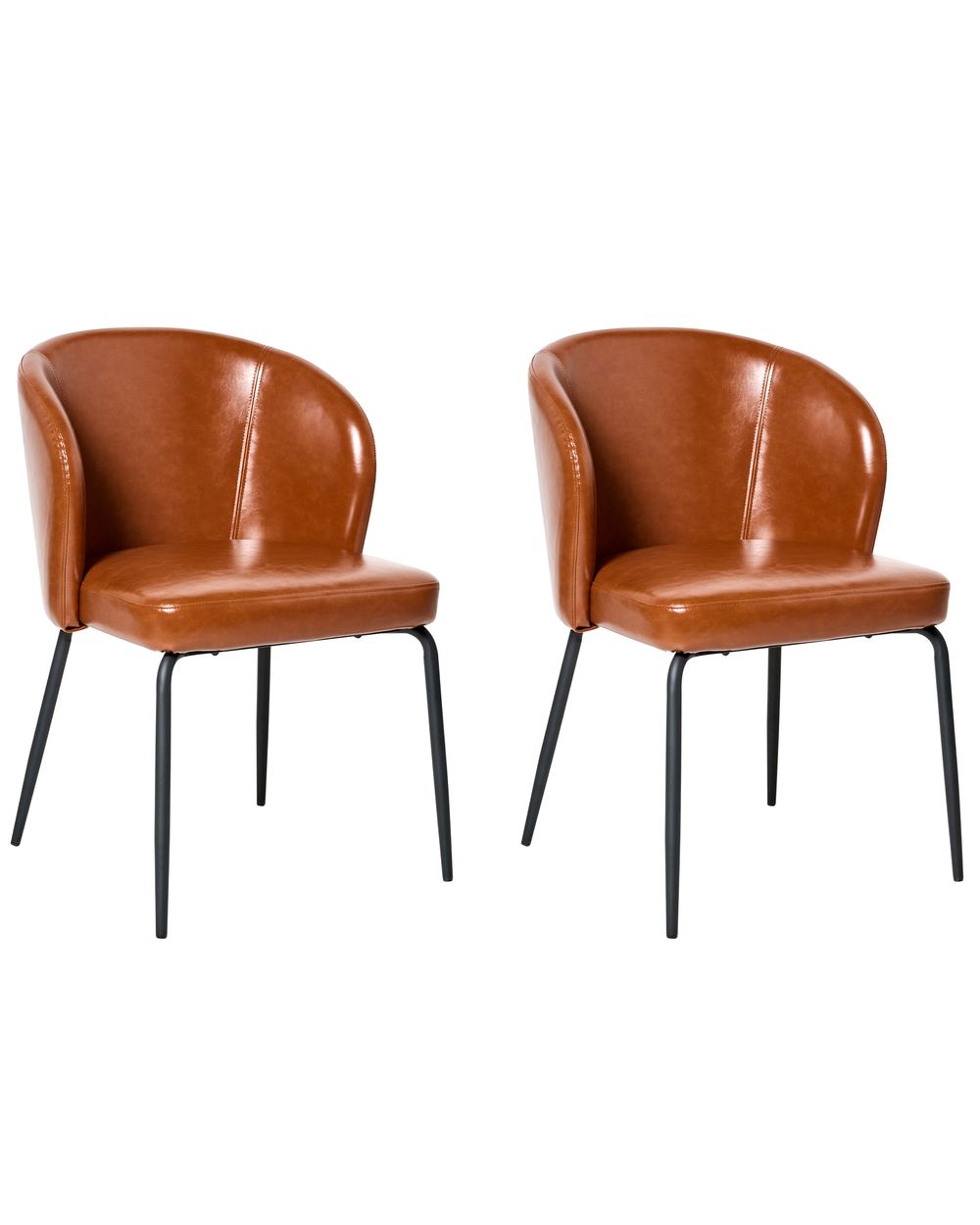 Lot de 2 chaises de salle à manger ZANA Cuir PU Marron doré