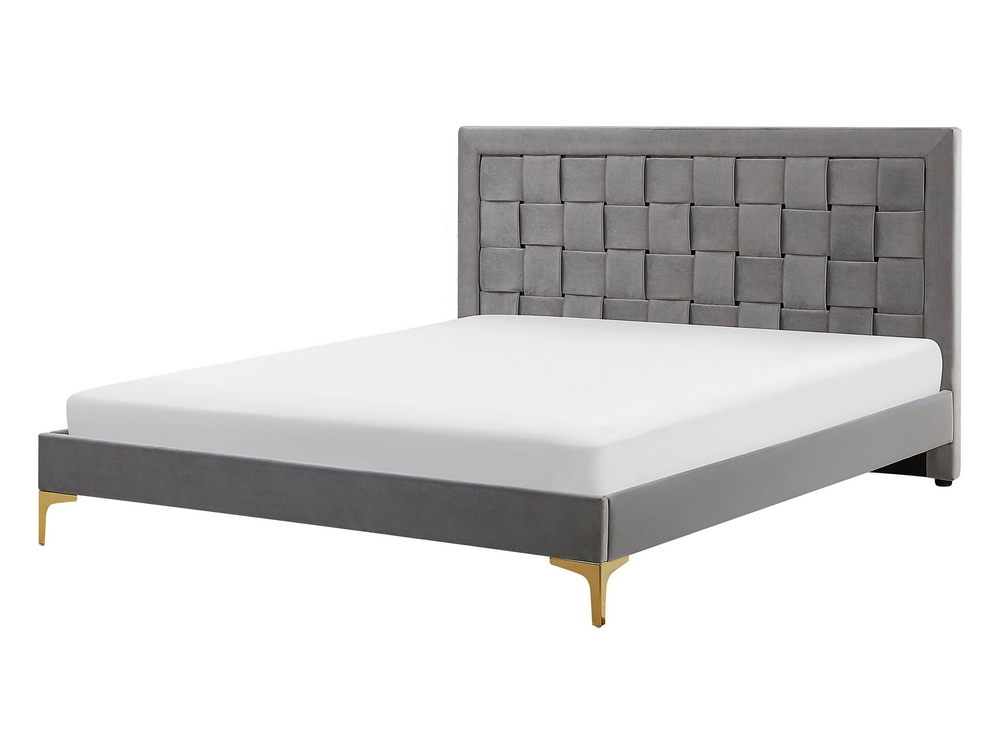 Velvet EU Double Bed Grey LIMOUX Beliani