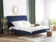 Bed Velvet MARVILLE 180 x 200 cm (EU Super King) Navy Blue_1177835
