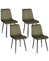 Set of 4 Dining Chairs KALISPELL Velvet Olive Green