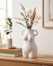 Wazon na kwiaty AIGIO 25 cm Ceramika Biały_845109