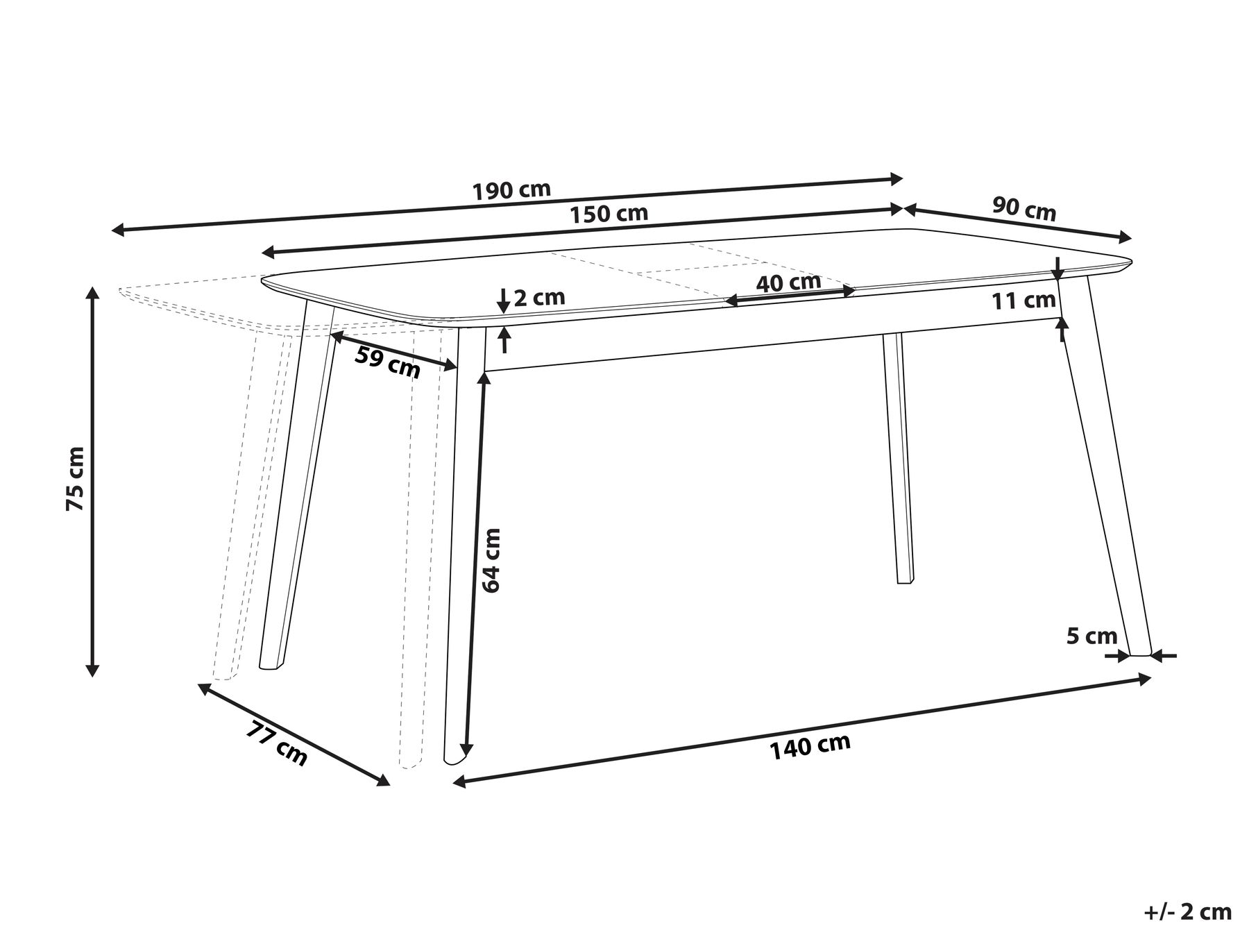 Extending Dining Table MADOX Light Oak 150/190 cm 90 cm_858512