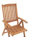 Set of 6 Acacia Wood Garden Folding Chairs with Off-White Cushions JAVA_803840