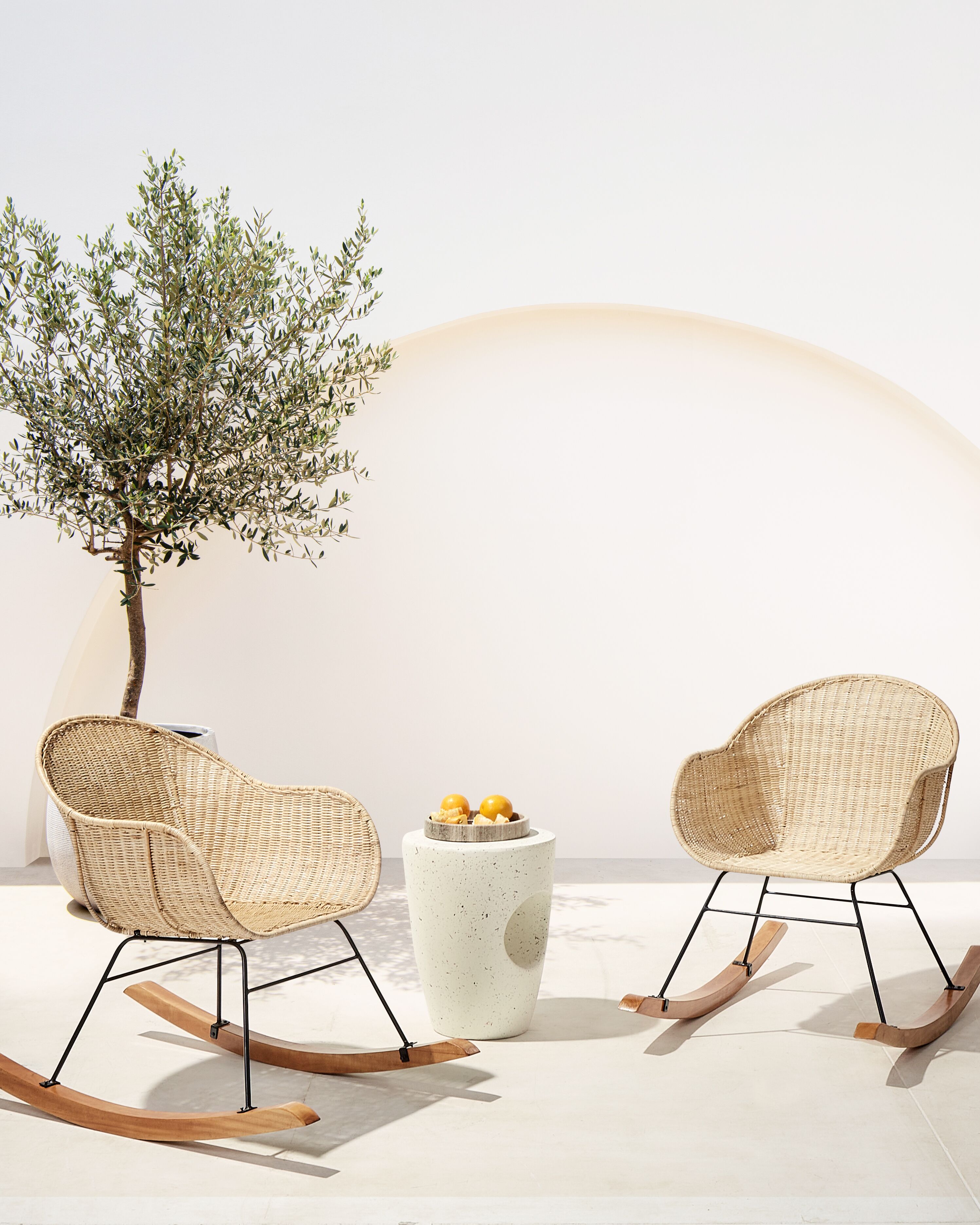 Set of 2 Rocking Chairs LAVINIO Rattan Natural | Beliani.co.uk