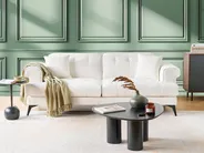 Sofa 3 Seater SKIVE Boucle White_948618