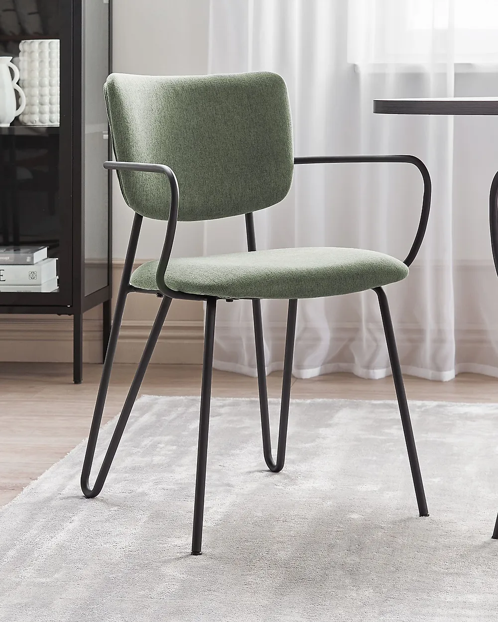 Lot de 2 chaises de salle à manger ELKO Tissu Vert foncé_1182433