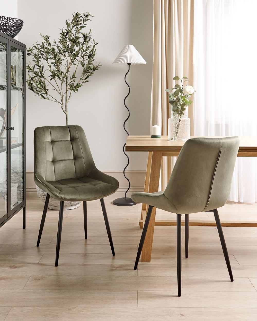 Olive green velvet dining chair 2025