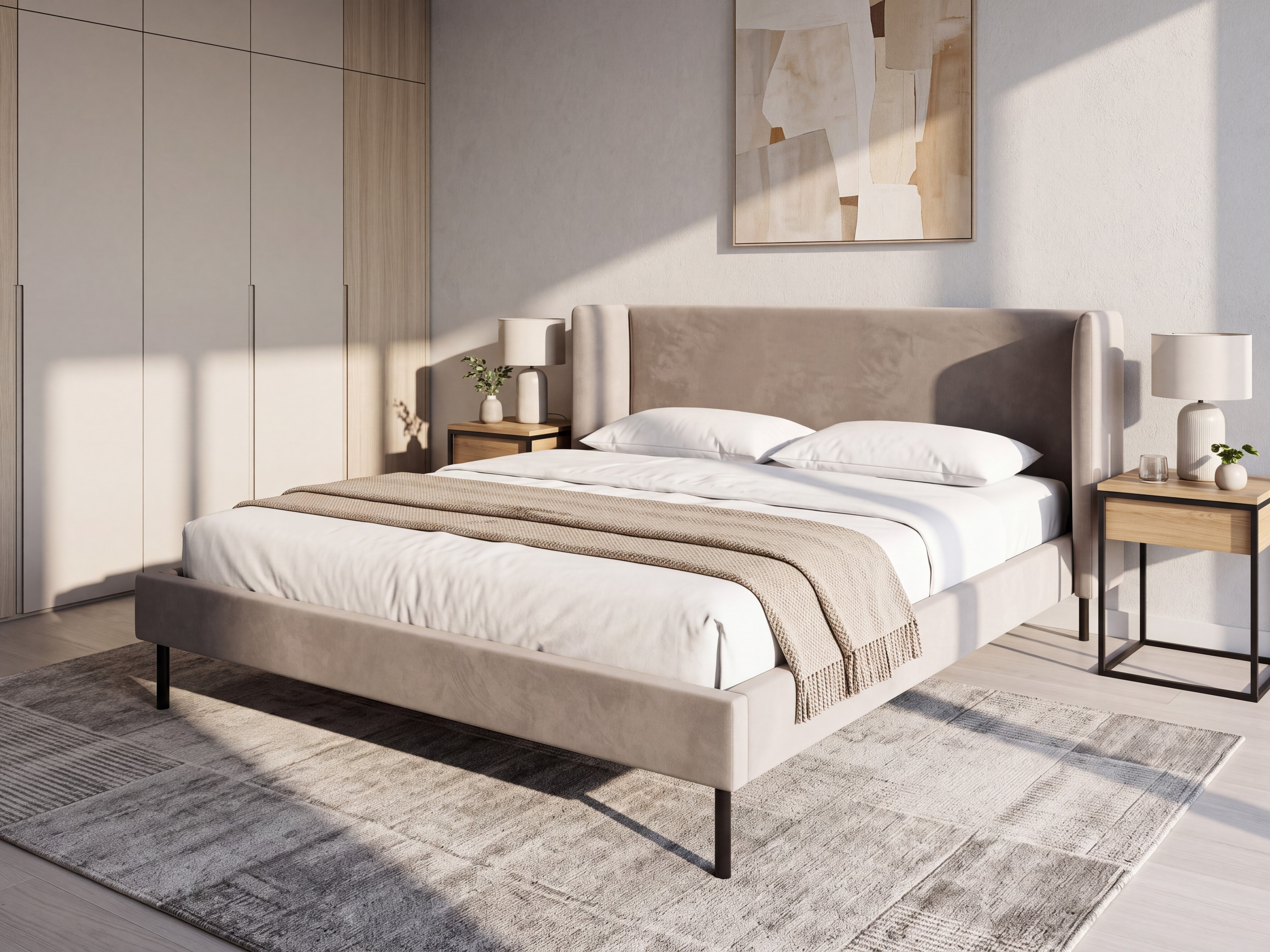 Letto Velluto ARETTE 180 x 200 cm Tortora