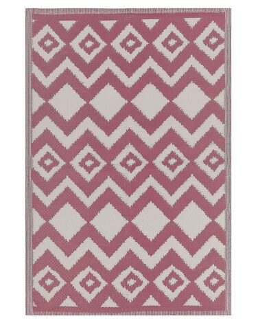 Outdoor Teppich rosa 120 x 180 cm ZickZack-Muster Kurzflor DEWAS