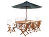 Ensemble de jardin 8 places en bois d'acacia avec parasol et coussins blanc cassé MAUI II_926935