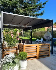 Gazebo LED PARGA 310 cm 310 cm Metallo Grigio scuro_884804