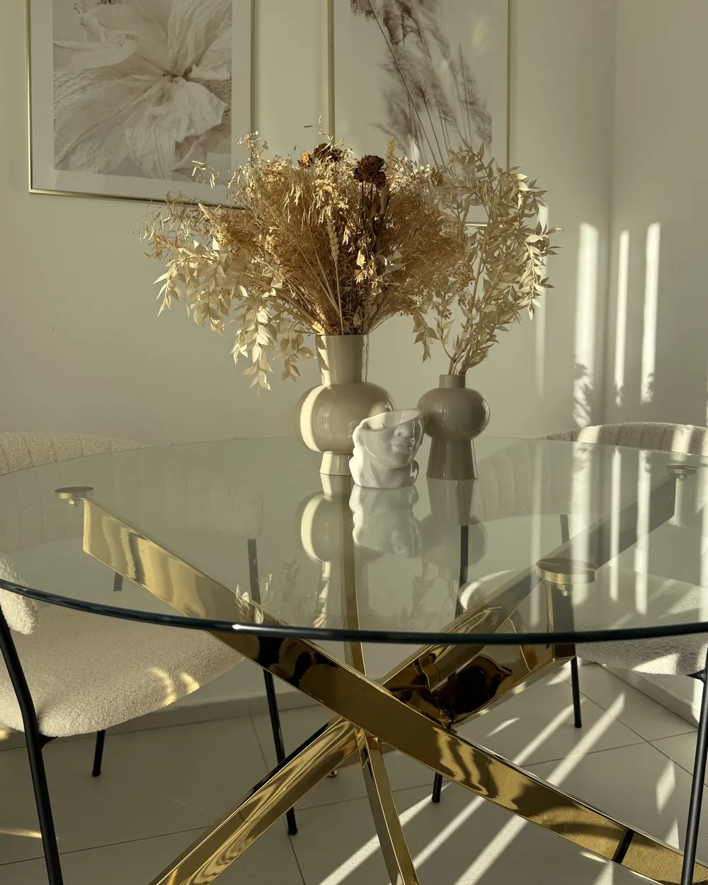Dining Table MARAMO Gold 120 cm 120 cm Tempered Glass_1051683