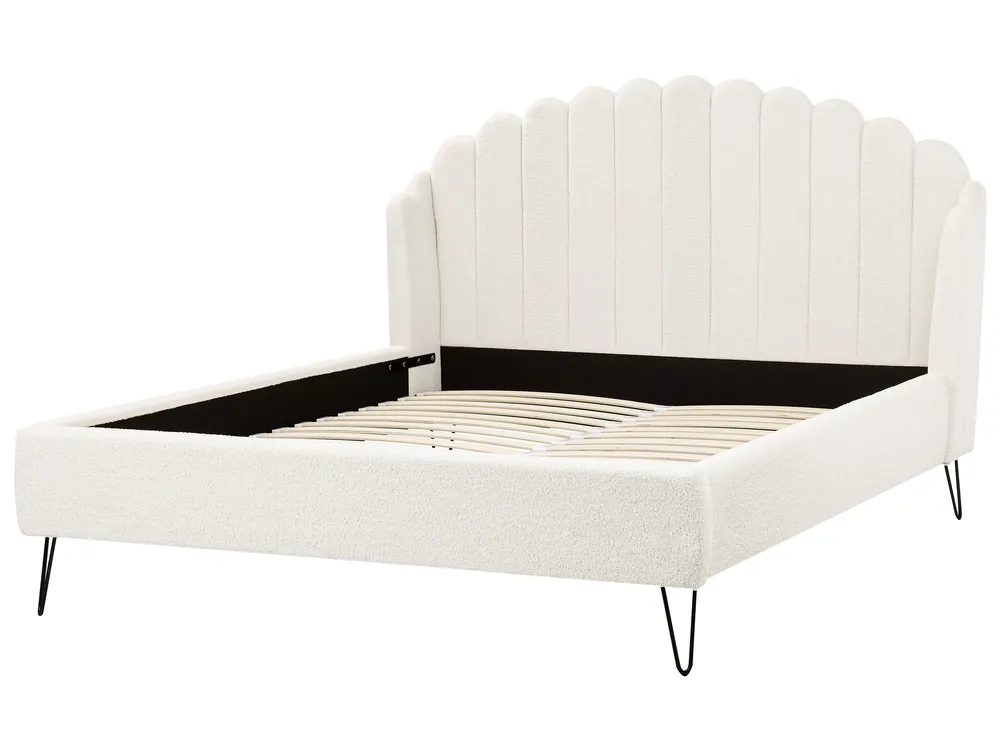 Bed Boucle AMBILLOU 140 x 200 cm (EU Double) Off-White_967566