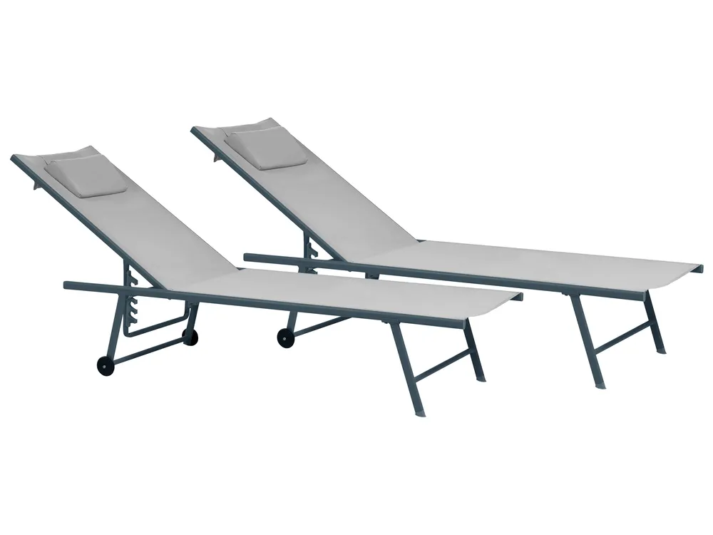 Set of Sun Loungers SORONI Metal Light Grey