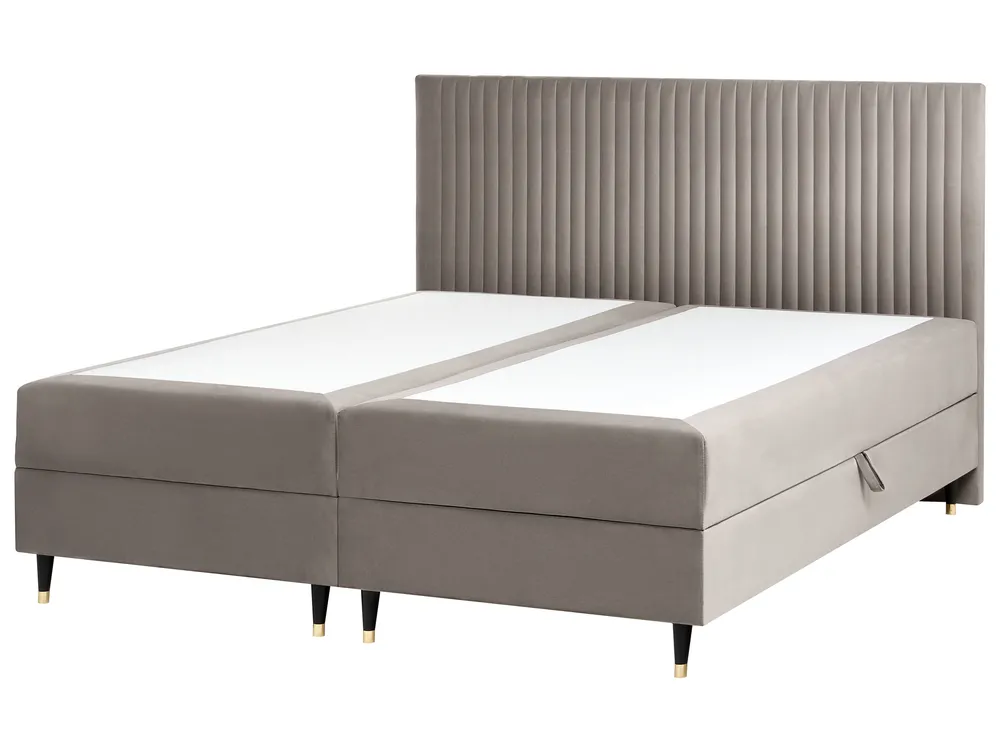 Divan Bed with Storage DAME Velvet Taupe 180 x 200 cm (EU Super King)_1004900